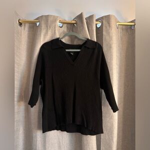 3/4 sleeve sweater with collar